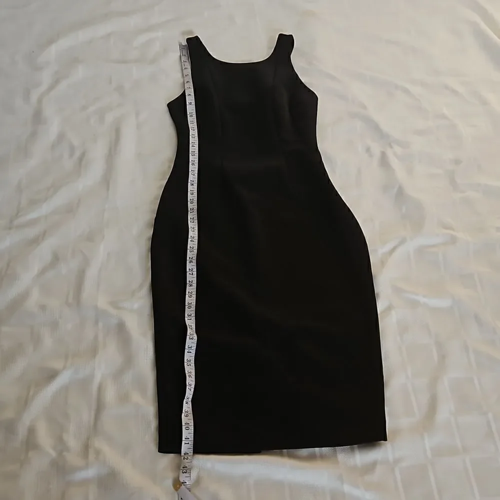 HP Marciano Cocktail Bodycon Midi Dress With Sheer Back Small Black - Picture 7 of 16